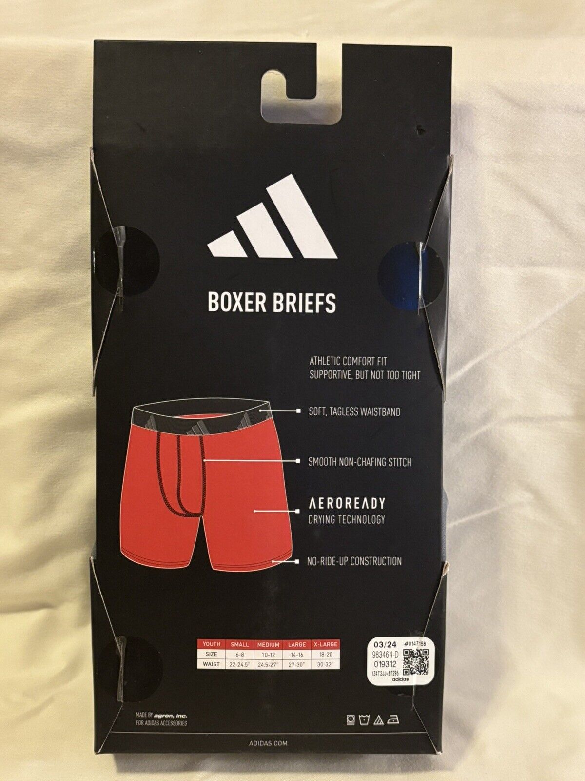 adidas Microfiber Youth Boxer Brief Underwear, 4 Pack, Small, Blue/Black NEW