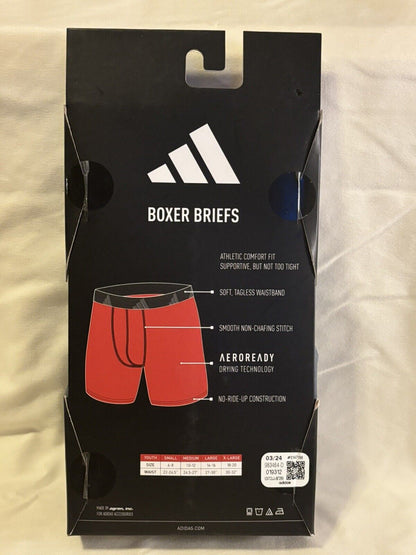 adidas Microfiber Youth Boxer Brief Underwear, 4 Pack, Small, Blue/Black NEW