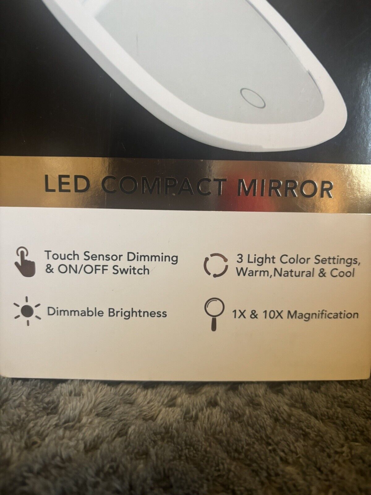 GLO TECH LED COMPACT MIRROR 1X & 10X MAGNIFICATION  3 Light Color Settings