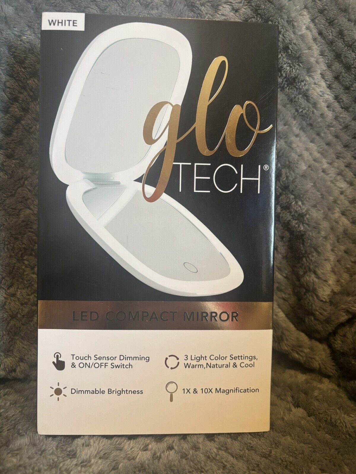 GLO TECH LED COMPACT MIRROR 1X & 10X MAGNIFICATION  3 Light Color Settings