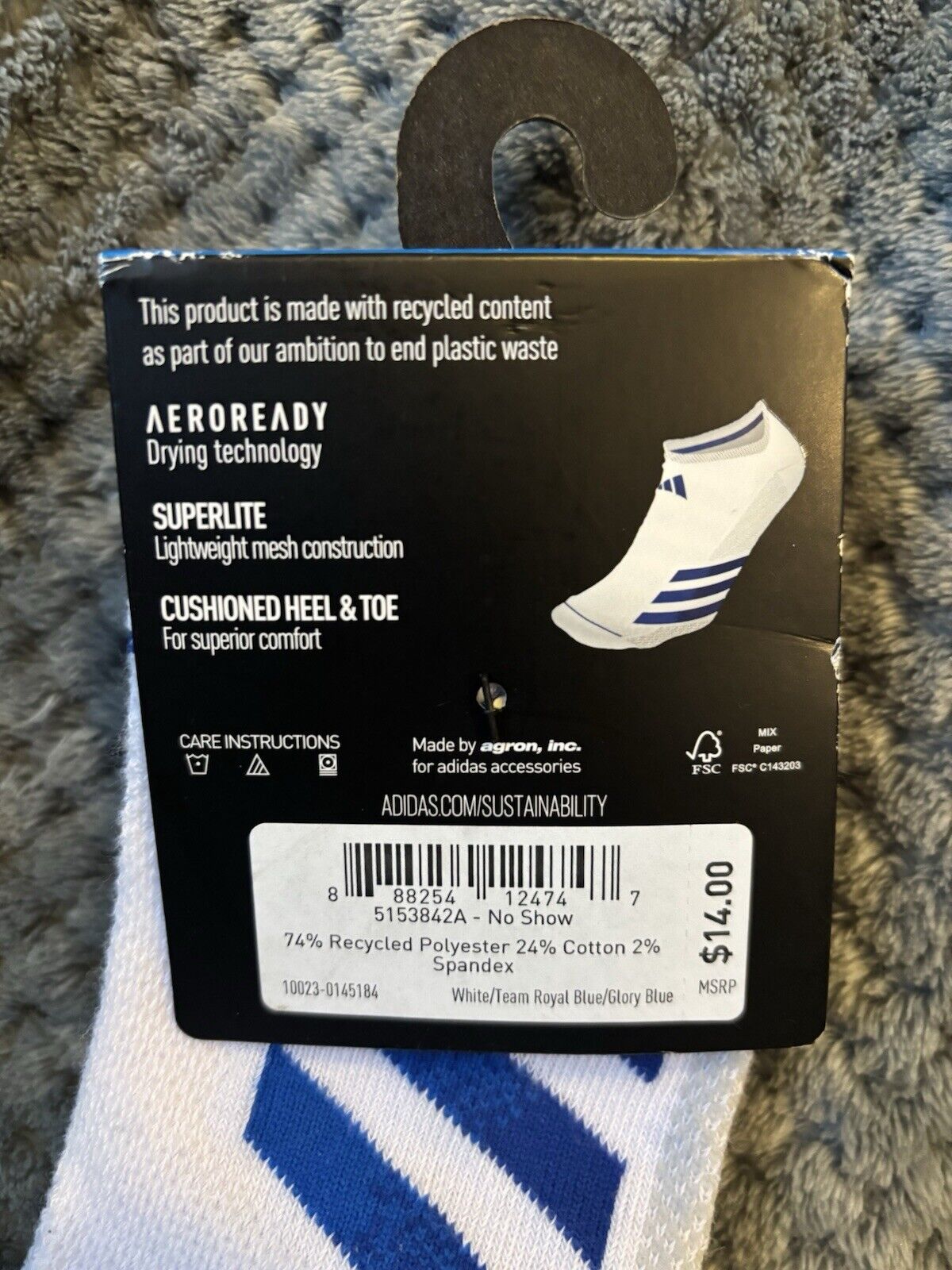 ADIDAS Men's Superlite Socks No Show Cushioned 3 Pair Shoe Size 6-12 White ~NWT~