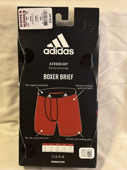 adidas Performance Youth Boxer Brief Underwear, 4 Pack, X Large, Red/Black NEW