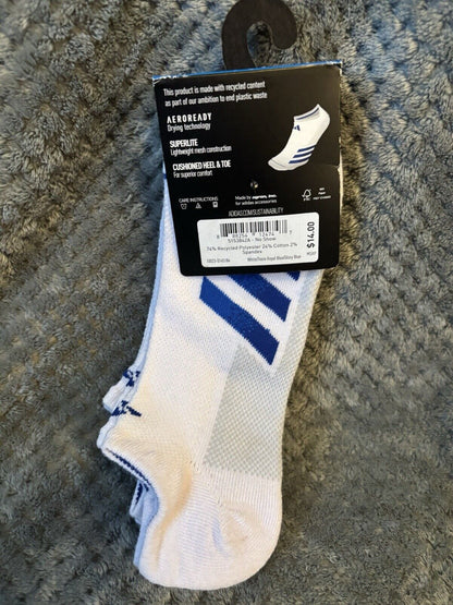 ADIDAS Men's Superlite Socks No Show Cushioned 3 Pair Shoe Size 6-12 White ~NWT~