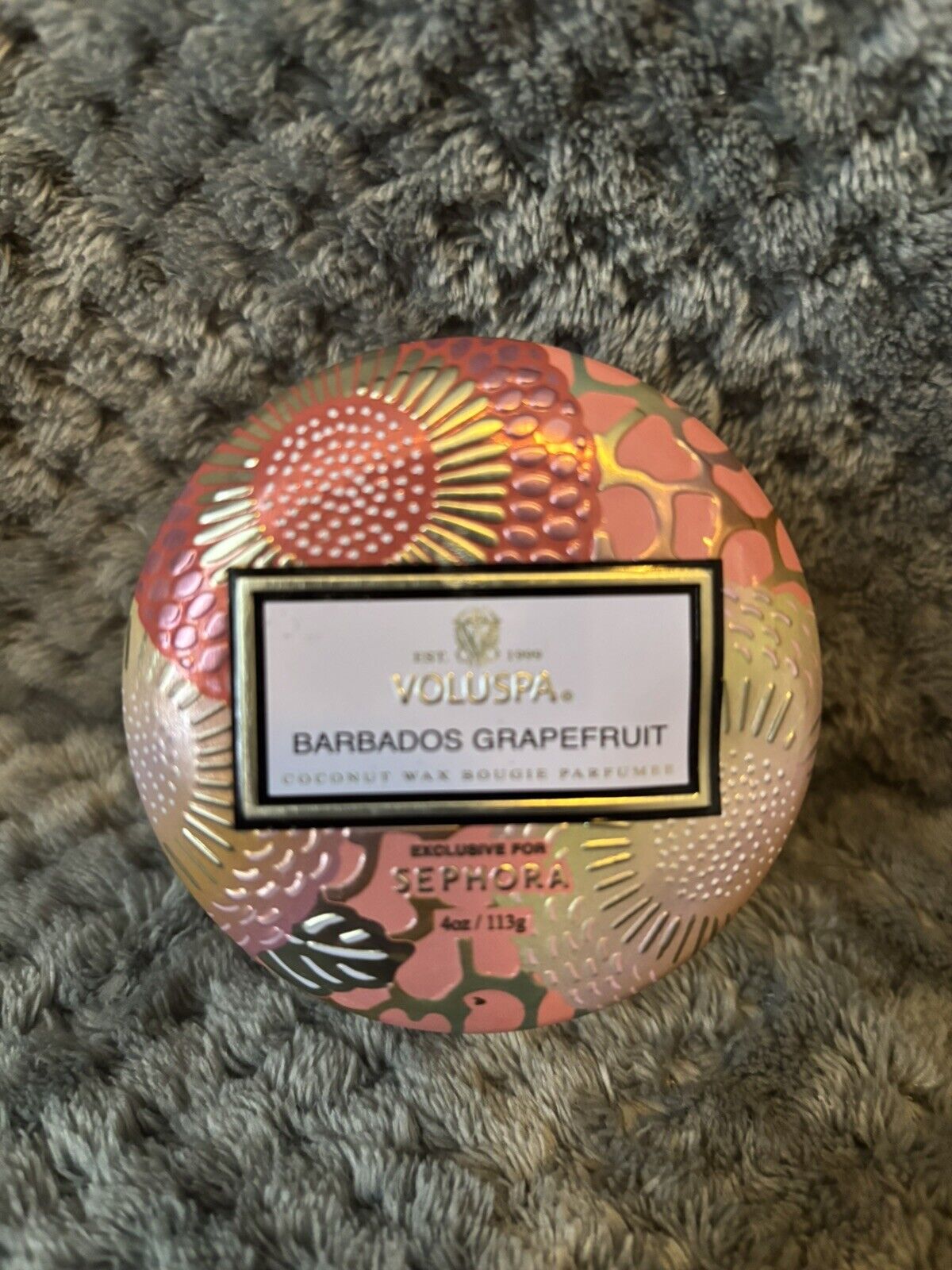 Voluspa for Sephora Barbados Grapefruit 4oz. Luxe Coconut Wax Tin Candle ~New~