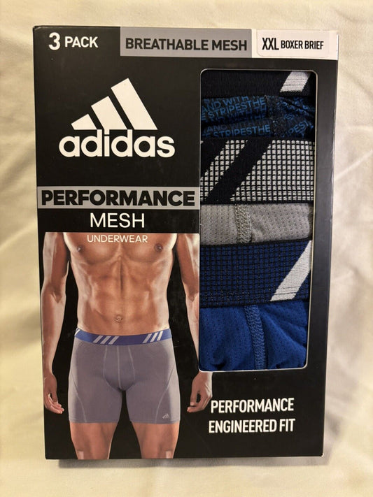 adidas Performance Mesh Men's Boxer Briefs, 3 Pack, XXL 44-46, Black/Blue ~NEW~