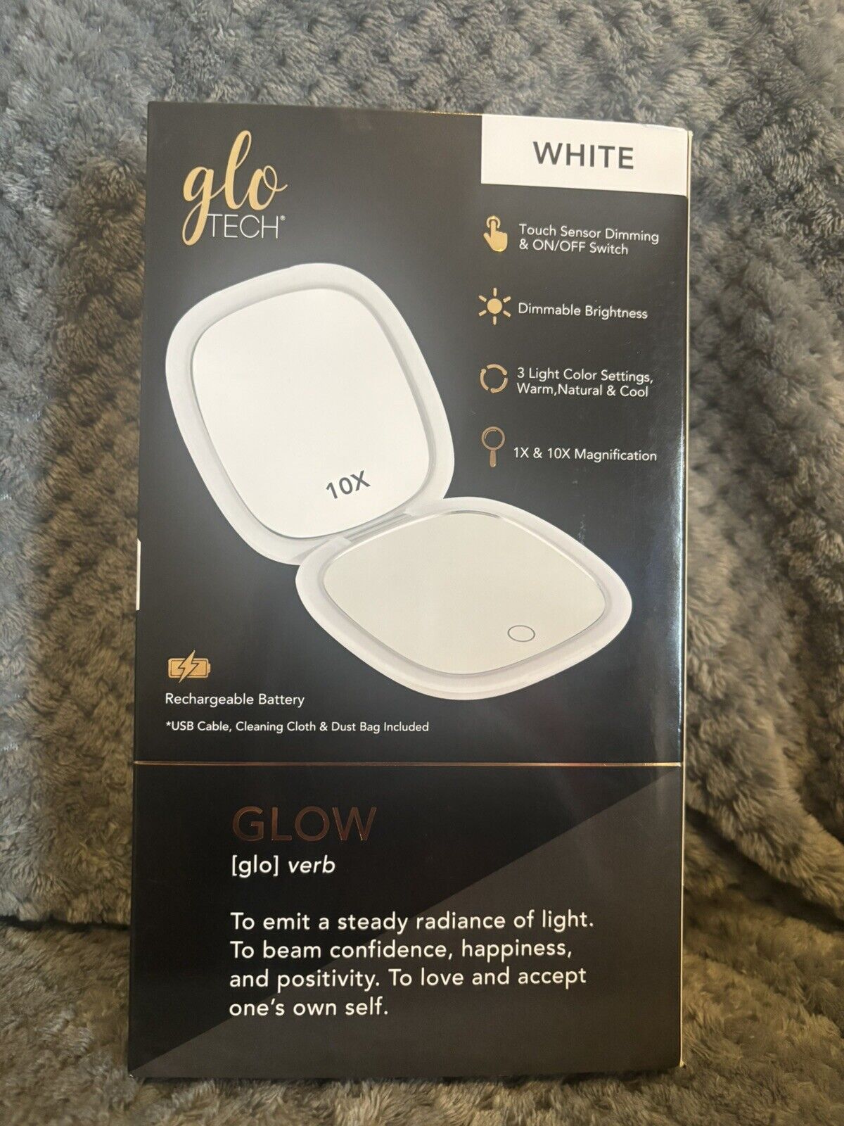 GLO TECH LED COMPACT MIRROR 1X & 10X MAGNIFICATION  3 Light Color Settings