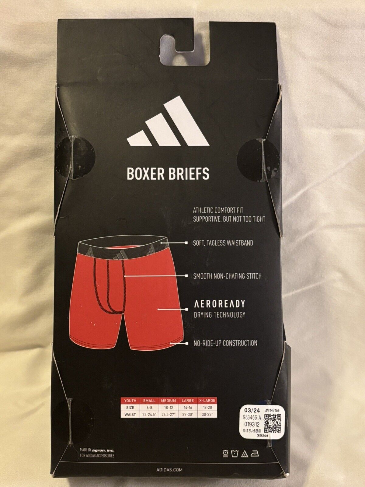 adidas Microfiber Youth Boxer Brief Underwear, 4 Pack, Medium, Grey/Black NEW