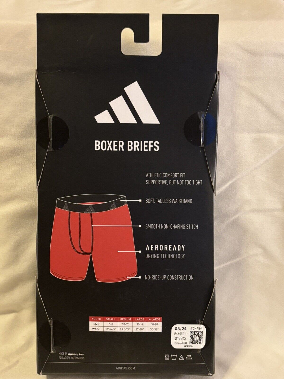 adidas Microfiber Youth Boxer Brief Underwear, 4 Pack, Medium, Blue/Black NEW