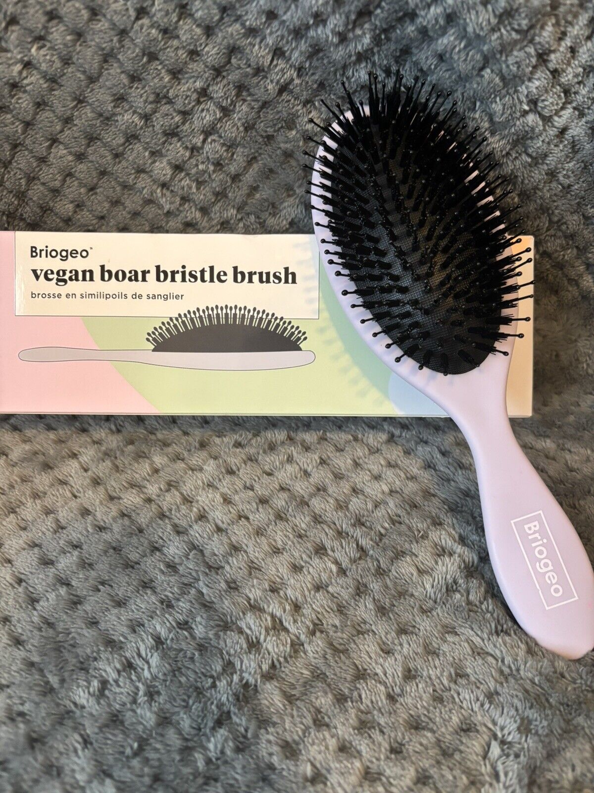 Briogeo Vegan Boar Bristle Hair Brush, Lavender, ~New in Box~ 