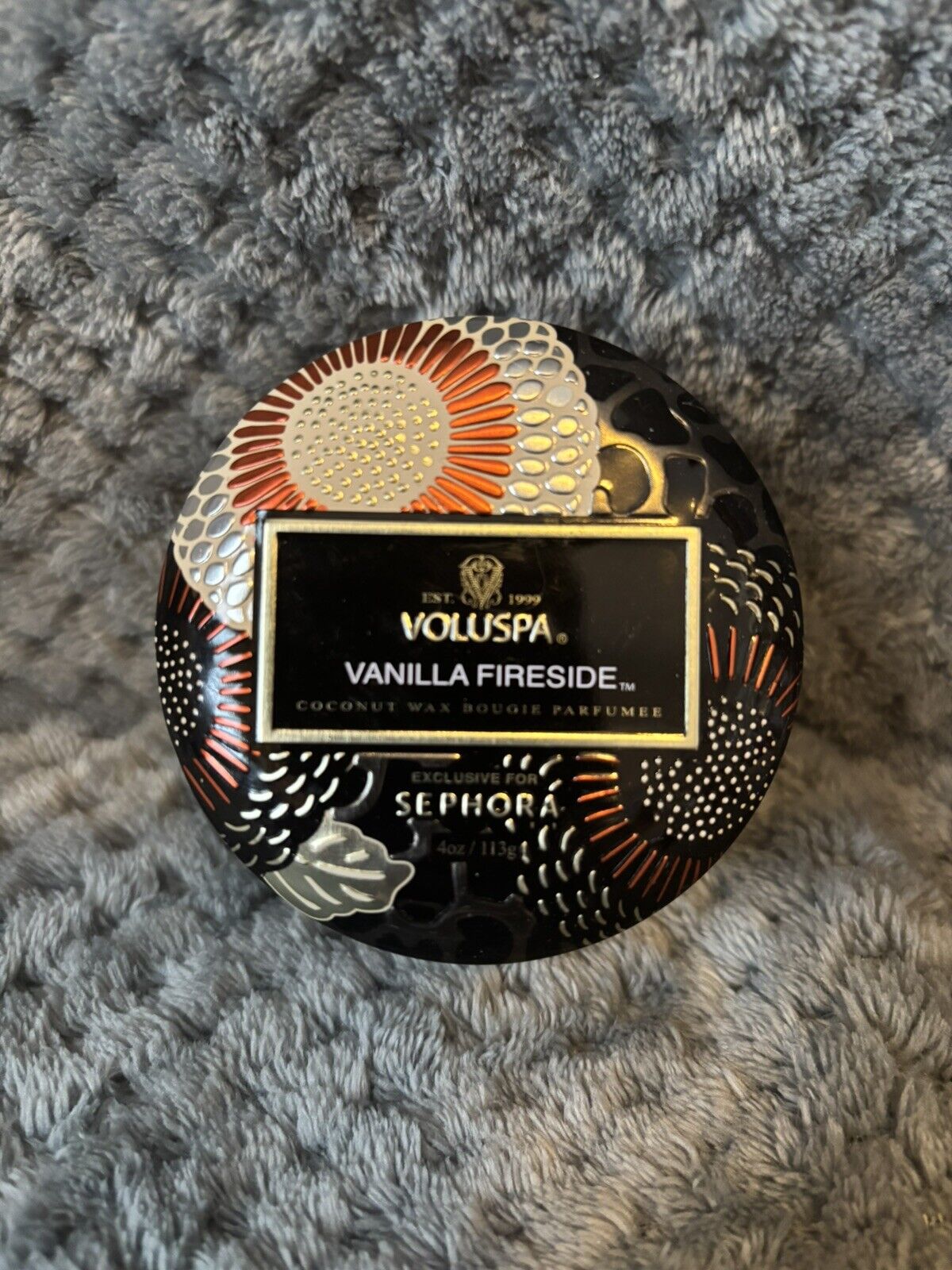 Voluspa for Sephora Vanilla Fireside 4oz. Luxe Coconut Wax Tin Candle ~New~