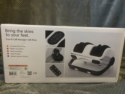 Cloud Massage Shiatsu Foot and Calf Massager with Heat, Color White ~New in Box~