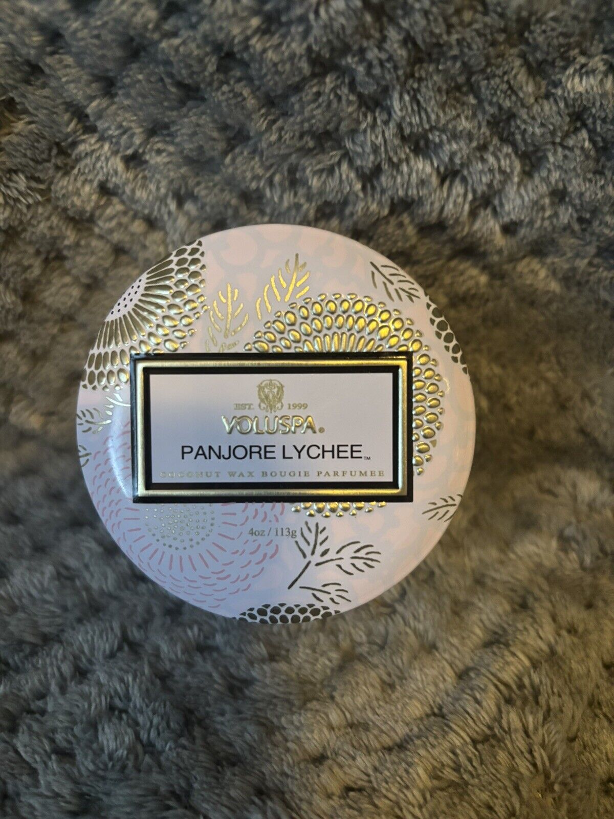 Voluspa for Sephora Panjore Lychee 4oz. Luxury Coconut Wax Tin Candle ~New~