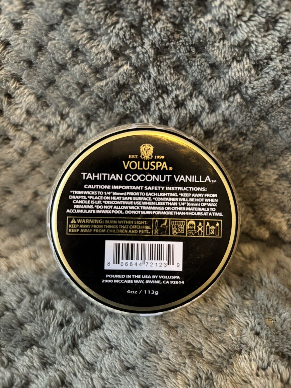 Voluspa for Sephora Tahitian Coconut Vanilla 4oz. Coconut Wax Tin Candle ~New~