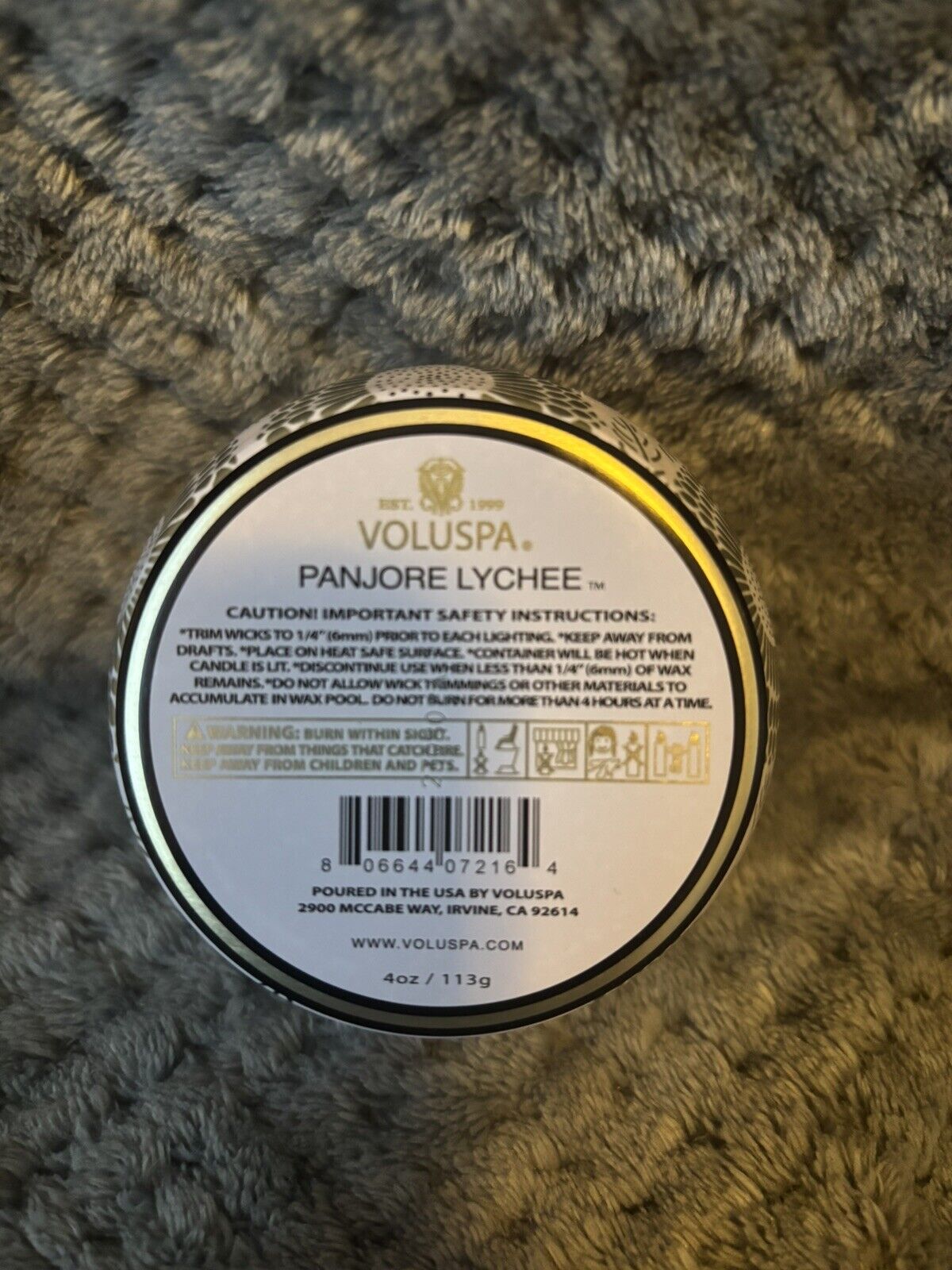 Voluspa for Sephora Panjore Lychee 4oz. Luxury Coconut Wax Tin Candle ~New~