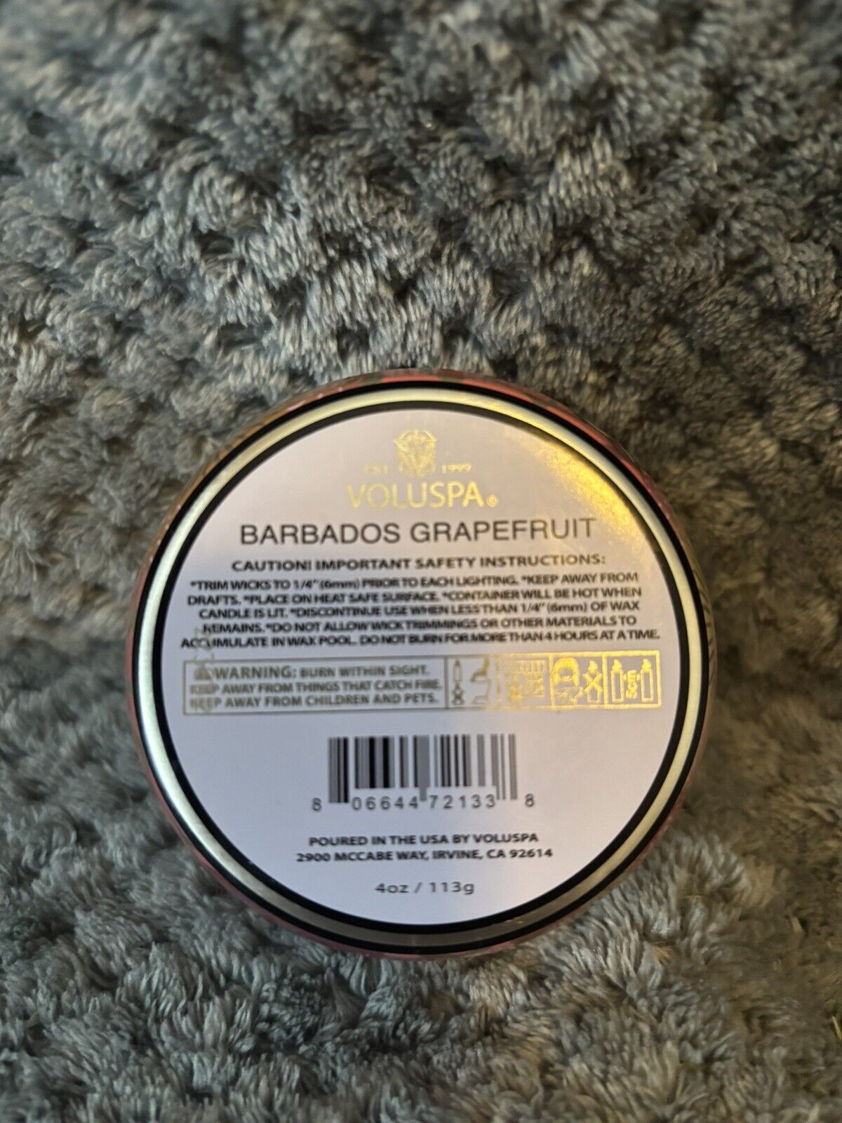 Voluspa for Sephora Barbados Grapefruit 4oz. Luxe Coconut Wax Tin Candle ~New~