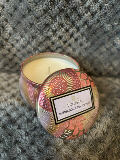 Voluspa for Sephora Barbados Grapefruit 4oz. Luxe Coconut Wax Tin Candle ~New~