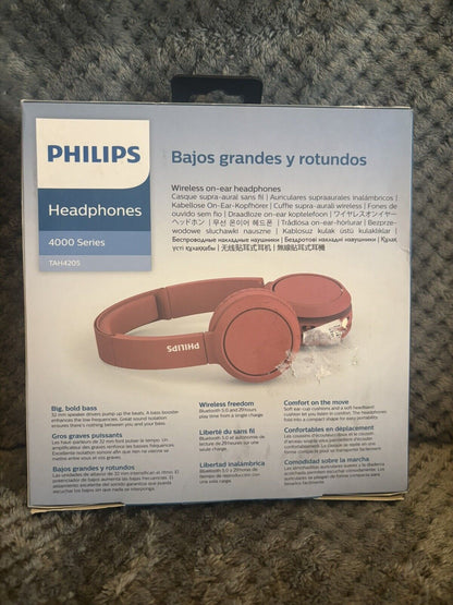 PHILIPS HEADPHONES~SERIES 4000~BLUETOOTH~PINK~NEW IN BOX/SEALED