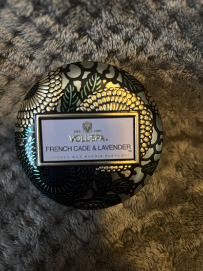 Voluspa for Sephora French Cade Lavender 4oz. Luxe Coconut Wax Tin Candle ~New~