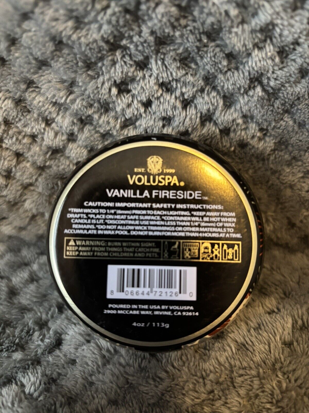 Voluspa for Sephora Vanilla Fireside 4oz. Luxe Coconut Wax Tin Candle ~New~