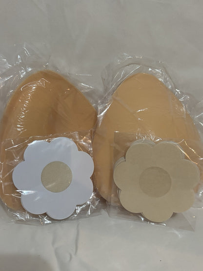 Sticky Bra inserts. Reusable Padded, Nude Color with 20 Nipple Covers, ~NEW~