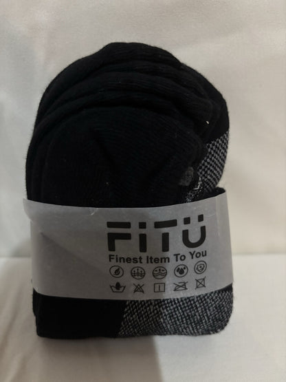 FITU Socks, Ankle No Show, Black/Grey, 3 Pairs in Pack, New In Packaging