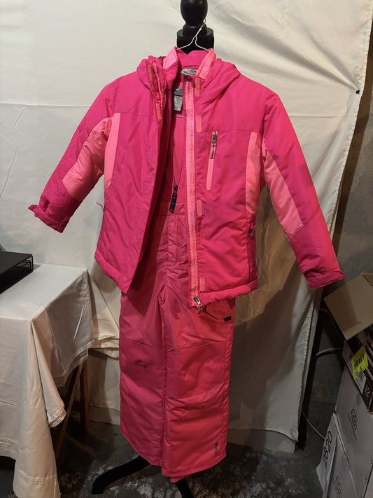 Champion Girl's Snow Suit, Pink, Size 6-6X, Full Bibs, 3-in-1 Coat, USED LikeNew