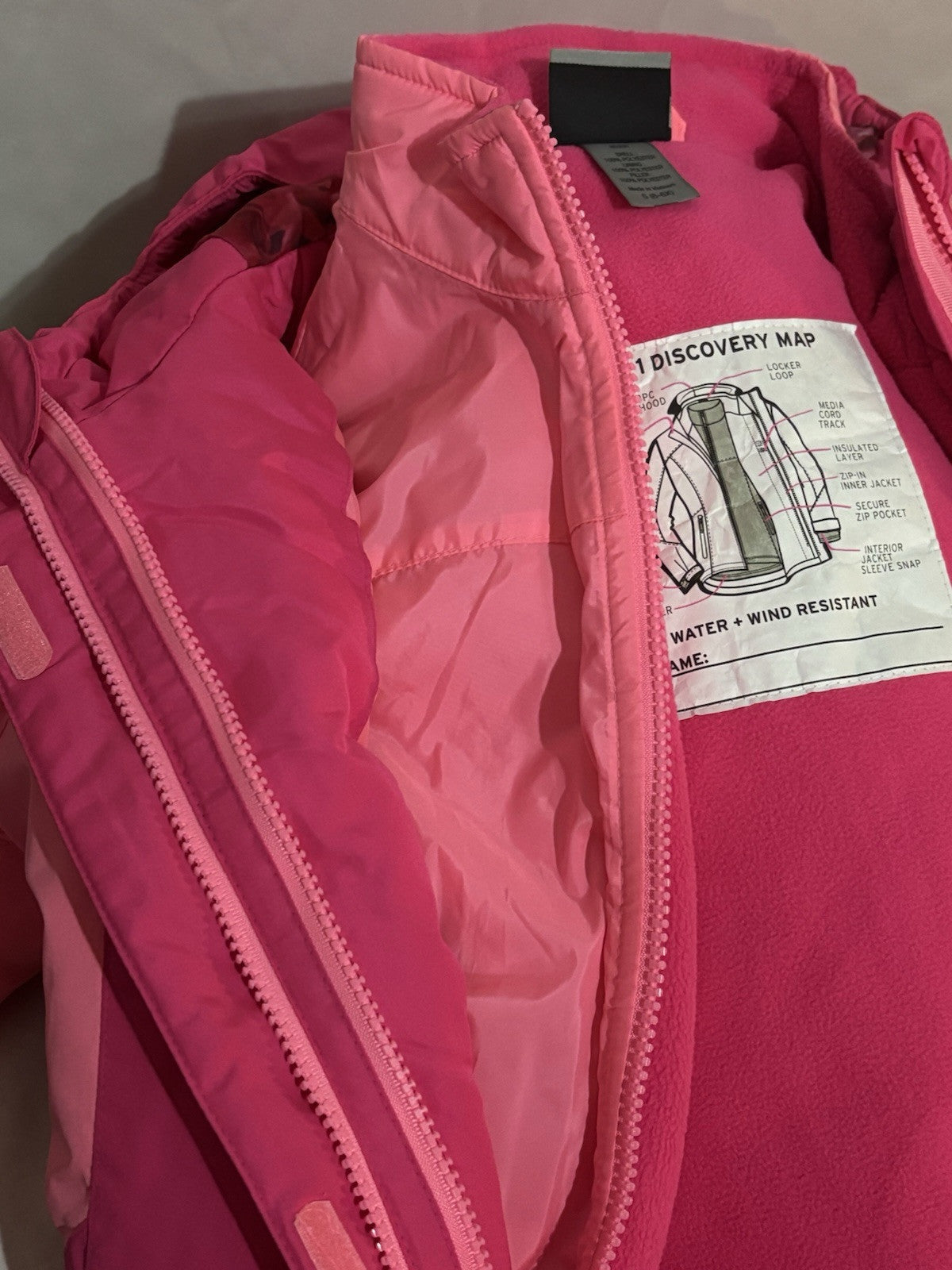 Champion Girl's Snow Suit, Pink, Size 6-6X, Full Bibs, 3-in-1 Coat, USED LikeNew