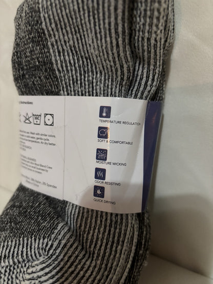 Merino Wool Blend Crew Socks, 1 Pack, Unisex, Grey/Black, New in Package