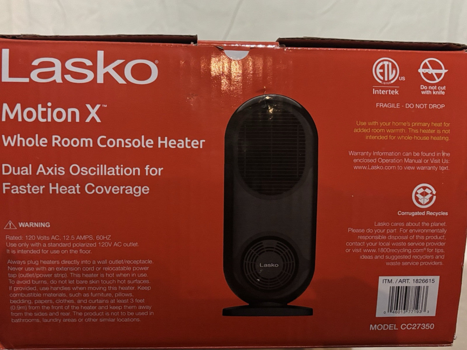 Lasko CC27350 Motion X Whole Room Console Heater, w/Remote, Black, ~NEW~